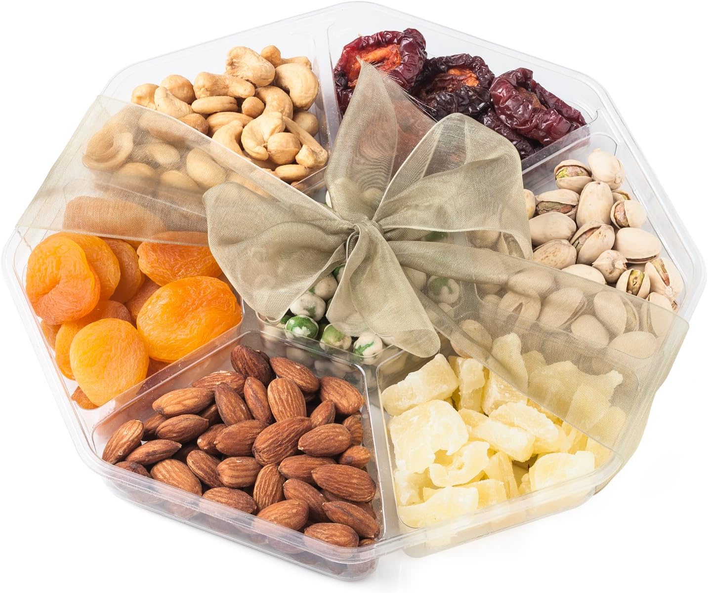 Nutty New Yorker Gourmet Food Fruit and Nuts Gift Basket, 3 Different Fruits 3 Different Nuts and Wasabi Peas - 22.7 Ounces - Kosher Certified