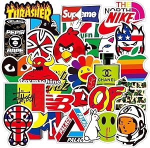 Hercaise Cool Brand Stickers Pack, 100Pcs Laptop Stickers, PVC Waterproof Stickers, Car Stickers, Skateboard, Phone, Kids Gifts