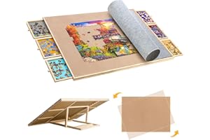 Becko US 2000 Piece Tilting & Rotating Puzzle Board with 6 Colorful Drawers & Cover, Wooden Jigsaw Puzzle Table for Adults, Adjustable Tables with Storage, for 2000 1500 1000 Pieces Puzzles