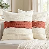 Woaboy Set of 2 Rust Orange Boho Decorative Throw Pillow Covers 18x18 Inch Farmhouse Cotton Cushions Modern Home Decor for Livingroom Bedroom Couch Bed Sofa Chair