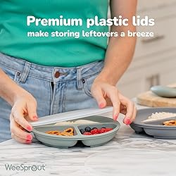WeeSprout Suction Plates with Lids for Babies