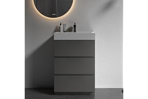 BLUHOUZZ Alice 24 Inch Bathroom Vanity with Sink with Overflow, Large Storage Small Bathroom Vanity for Modern Bathroom, One-Piece Sink Basin Minimalist Bathroom Sink Cabinet