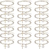 Liliaafar 48 Pcs Cross Bracelets for Women Gold Christian Cross Bracelets for Easter Religious Adjustable Faith Jewelry Gift for Baptism Party Favor Wedding Church Events