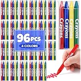 FUMILE 24 Sets of 4 Colors Crayons (96 Count), Crayons Bulk Individual Packs, Non-Toxic Mini Crayon for Kids Party Favors, Restaurants, School Supplies, Travel and More Events