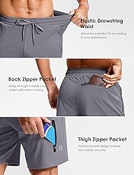 Men's Workout Shorts with Zipper Pockets 7 Inch
