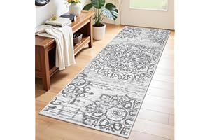 HEBE RUGS HEBE Hallway Runner Rug 2'x6' Washable Vintage Distressed Area Rugs Non Slip Laundry Rug Runner Boho Floor Carpet Runners for Hallways Entryway Laundry Room Kitchen Bathroom