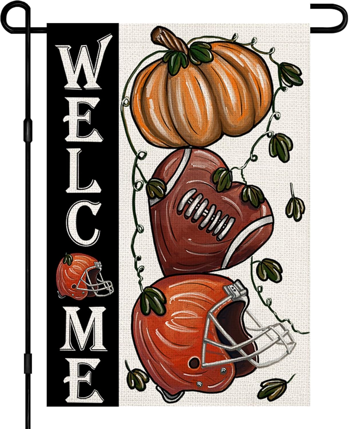 Flags - Fall Football Welcome Garden Flags 12x18 Inch Vertical Double Sided, Pumpkin Autumn Sports Game Day Sign Thanksgiving Seasonal Yard Outside Decor DF330