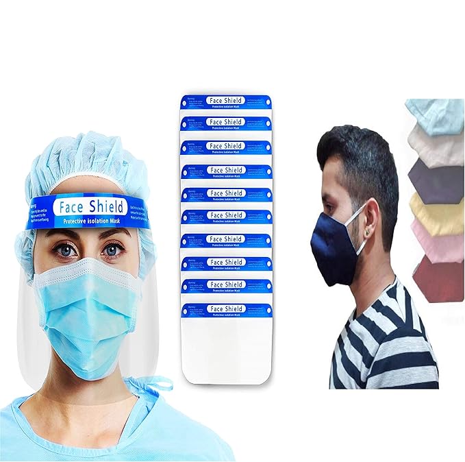 Relaxfeel Transparent Shield and Mask for Men and Women, 10 Pieces