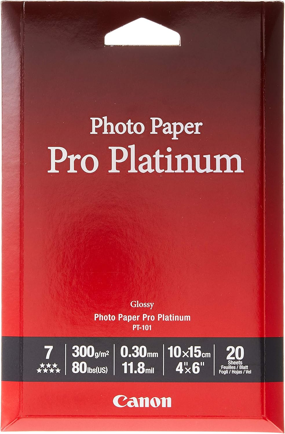 Canon PT101 Papier Photo Pro Platinum Format 10x15cm (20 feuilles