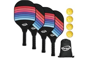 Flydot Pickleball Paddles Set of 4, 4 Indoor&Outdoor Pickleball Balls and 1 Carry Bag, Pickleball Paddles for Beginner&Pro, Pickleball Rackets with Ergonomic Cushion Grip