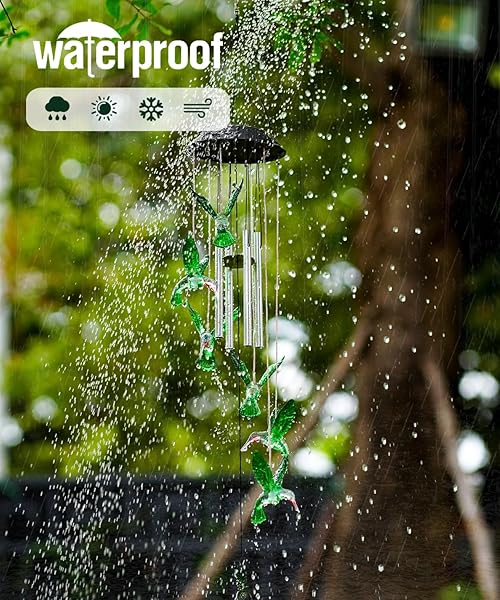 QEEMAN SOLAR WIND CHIMES FOR OUTSIDE: GARDEN DECOR YARD HOUSE PATIO OUTDOOR DECORATIONS MEMORIAL -CHRISTMAS HOUSEWARMING BIRTHDAY GIFTS FOR MOM WOMEN GRANDMA WIFE SISTER