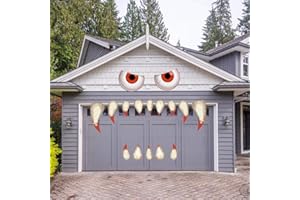 YEESEN Halloween Monster Face Decorations Outdoor, Large Eyes Fangs Halloween Garage Door Decorations Archway Door Window Car Halloween Party Decorations