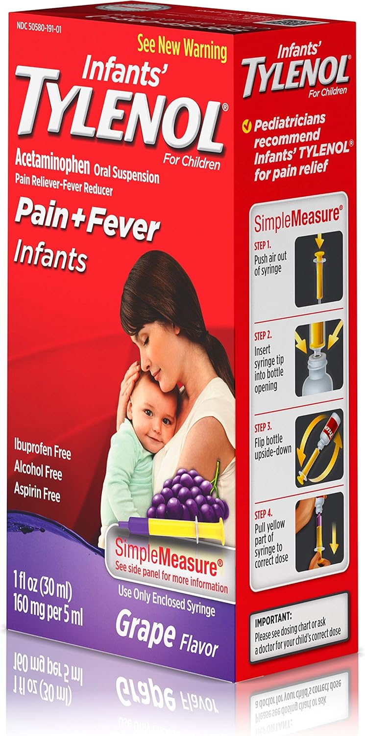 Infants' Tylenol Acetaminophen Liquid Medicine, Grape, 1 fl. oz: Health & Personal Care
