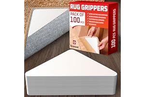 KRONWEL 100 Pack Rug Gripper for Hardwood Floors and Area Rugs - Double Sided Carpet Tape Non Slip Rug Stickers Pads for Corner - Stop and Non Slide Rug for Wood and Tile Floors - Prevent Sliding & Moving Pad