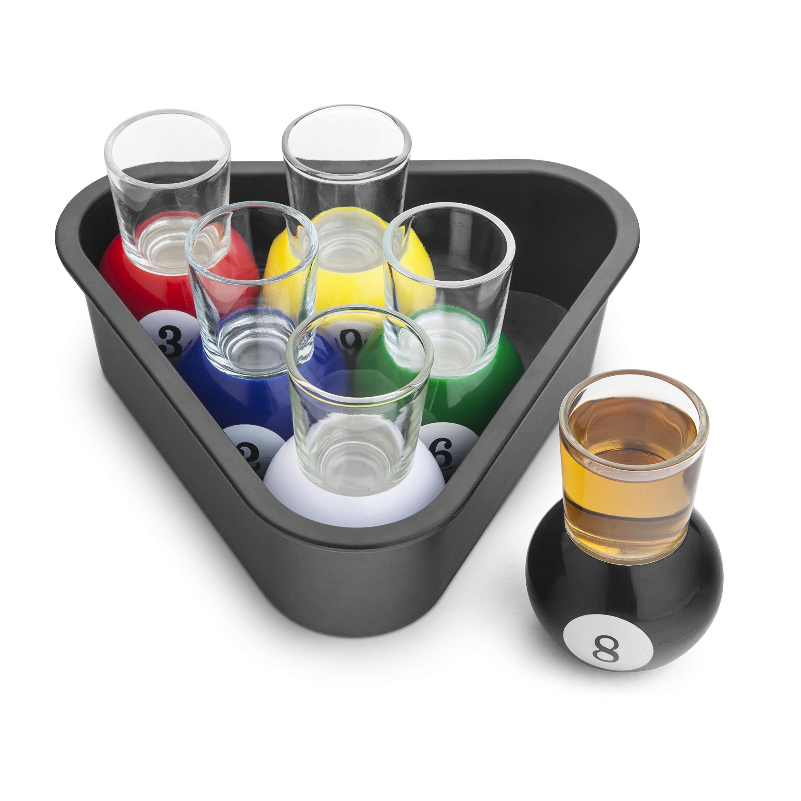 Final Touch Set of 6 Pool Shots - Novelty Shot Glasses & Tray Drinking Gift Set FTA1836