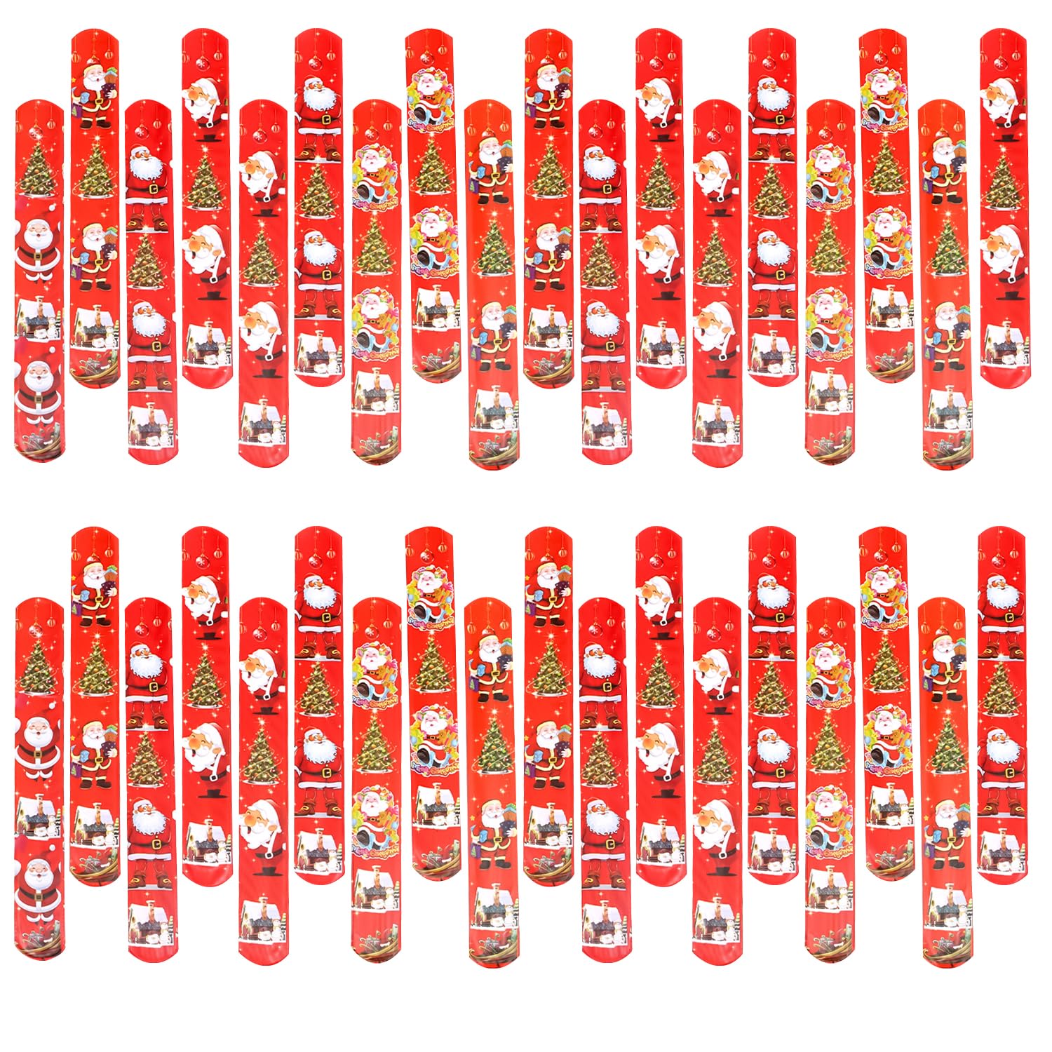 MEISH 36pcs Christmas Slap Bracelets Santa Claus Wristband Kids Toys Slap Bands Christmas Party Gift Bag Filler for Xmas Party Favors