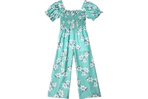 BAVADER Girls Romper 5-14 Years One Piece Girls' Jumpsuits & Rompers Short Sleeve Girls Jumpsuit Floral Smocked Girls Clothes