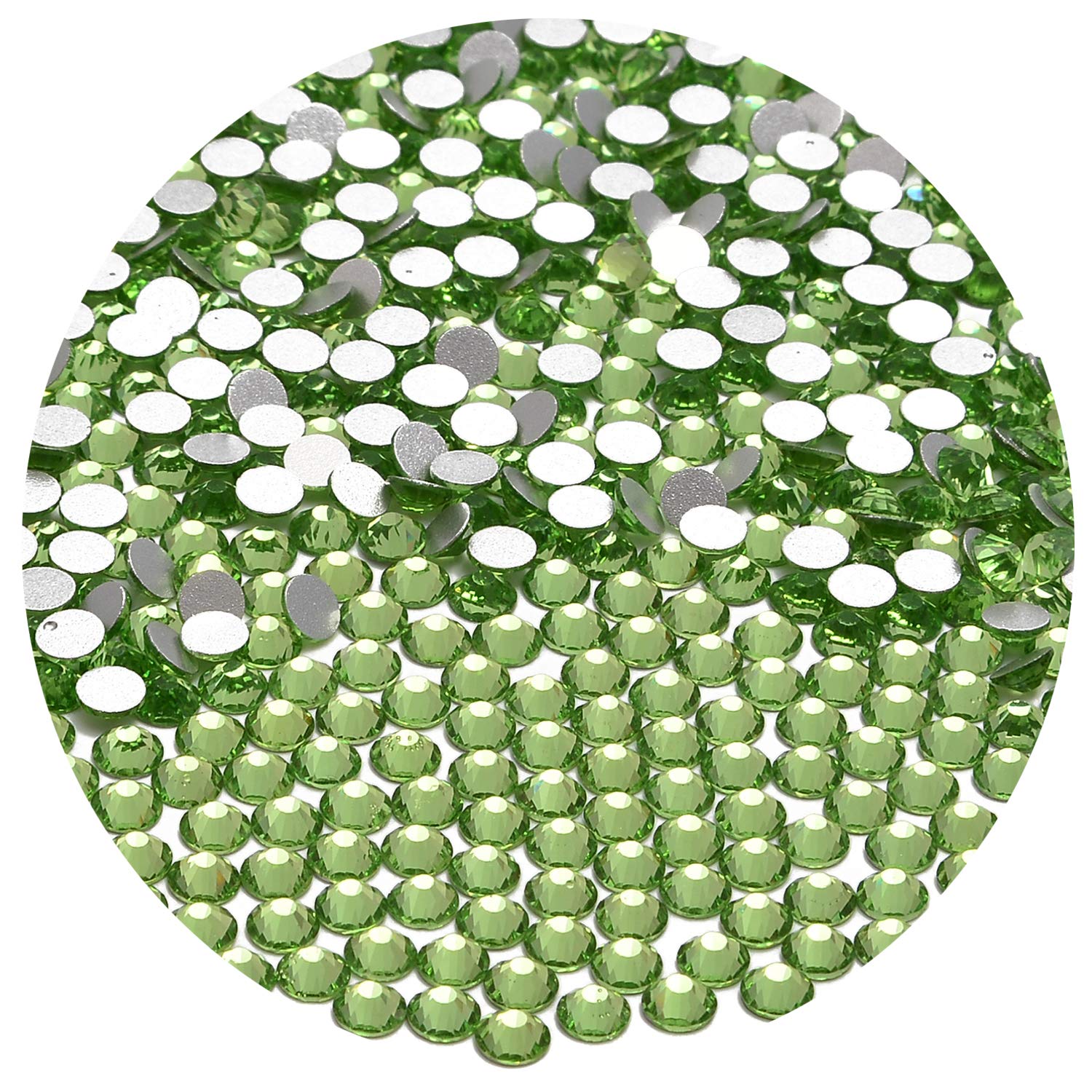 NCB 2160pcs Non Hotfix Flatback Crystals Rhinestones Round Glass Diamonds Charms Gems Stones Beads 3D for Nails Art Craft Jewels Accessories Phone Shoes Decorations (Peridot SS20 5.0mm 2160pcs)