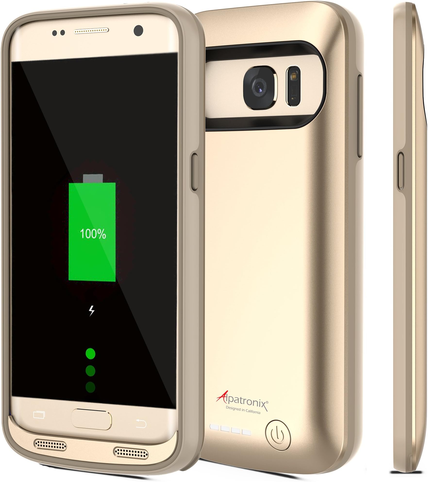 Galaxy S7 Battery Case Alpatronix BX420 4500mAh Slim External Protective Removable Rechargeable Portable Charging Case for Samsung Galaxy S7 [S7 Charger Case / Android OS 6.0+ Support] - (Gold)