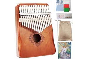 PFLMCR Kalimba Thumb Piano 17 Keys, Portable Mahogany Mbira Finger Piano with Protection Case, Carrying Bag, Instruction, Tune Hammer for Beginners Professional Holiday Gift(dark wood)