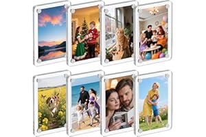 Dooiclear 8 Pack Acrylic Magnetic Picture Frame for Fridge, 2.36x3.54 Inch Polaroid Frame for Refrigerator, Clear Instax Photo Frames, Mini Picture Magnet Frames for Home, School, Office