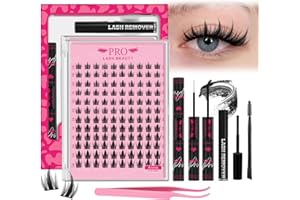 PROLASHBEAUTY Manga Lash Clusters Kit Anime Ultra-Thin Band Fairy Cluster Lashes Kit with Lash Bond and Seal Applictor Remove