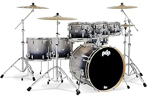 PACIFIC DRUMS PDP By DW 7-Piece Concept Maple Shell Pack with Chrome Hardware Silver to Black Fade