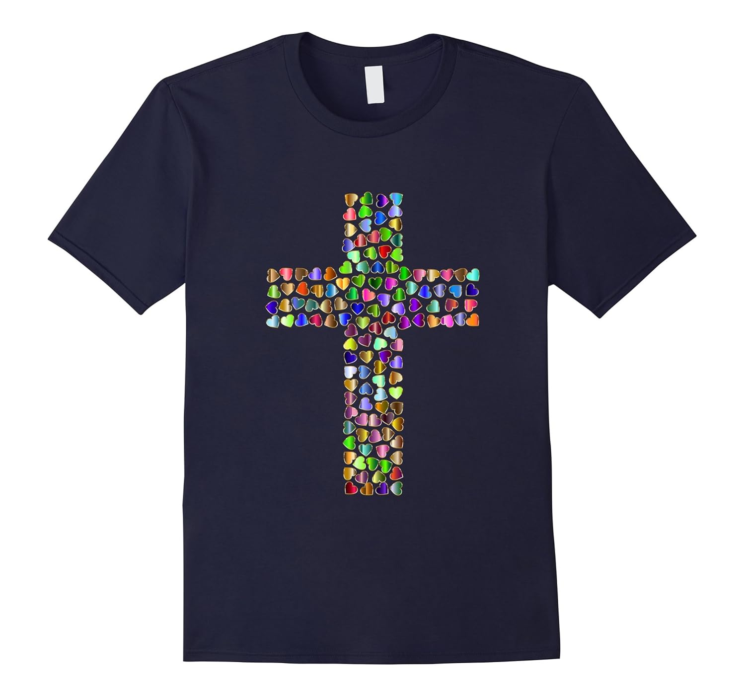 Religious Christian Cross t-shirt Pretty Colorful Hearts-ANZ