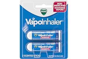 Vicks VapoInhaler, On-the-Go Portable Nasal Inhaler, Non-Medicated, With Refreshing Vicks Vapors, Menthol Scent , 2 Scented Sticks