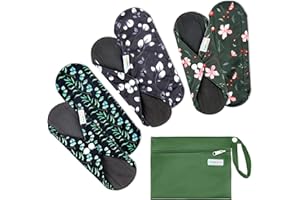 Langsprit Absorbent Reusable Menstrual Sanitary Pads/Washable Cloth Menstrual Period Pads,Reusable Panty Liners(Winter,S)