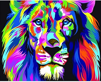 Amazon Co Jp リラックスして楽しい 数字で描いたdiyの絵ライオン動物油絵手描きの壁の装飾キャンバスデッサンギフト 60x75cm Diyフレーム Kitchen Housewares