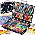 Soucolor Arts and Crafts Supplies, 183-Pack Drawing Painting Set for Kids Girls Boys Teens, Coloring Art Kit Gift Case: Crayons, Oil Pastels, Watercolors Cake, Colored Pencils Markers, Sketch Paper