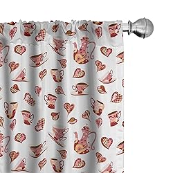 Lunarable Tea Party Curtains, Tea Cups Teapot