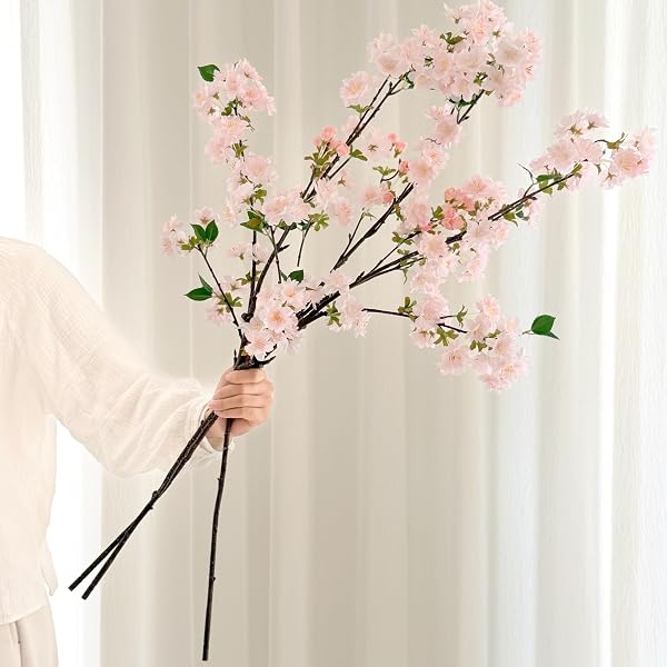 SENJIE ARTIFICIAL CHERRY BLOSSOM BRANCHES, FAKE FLOWERS BOUQUET...