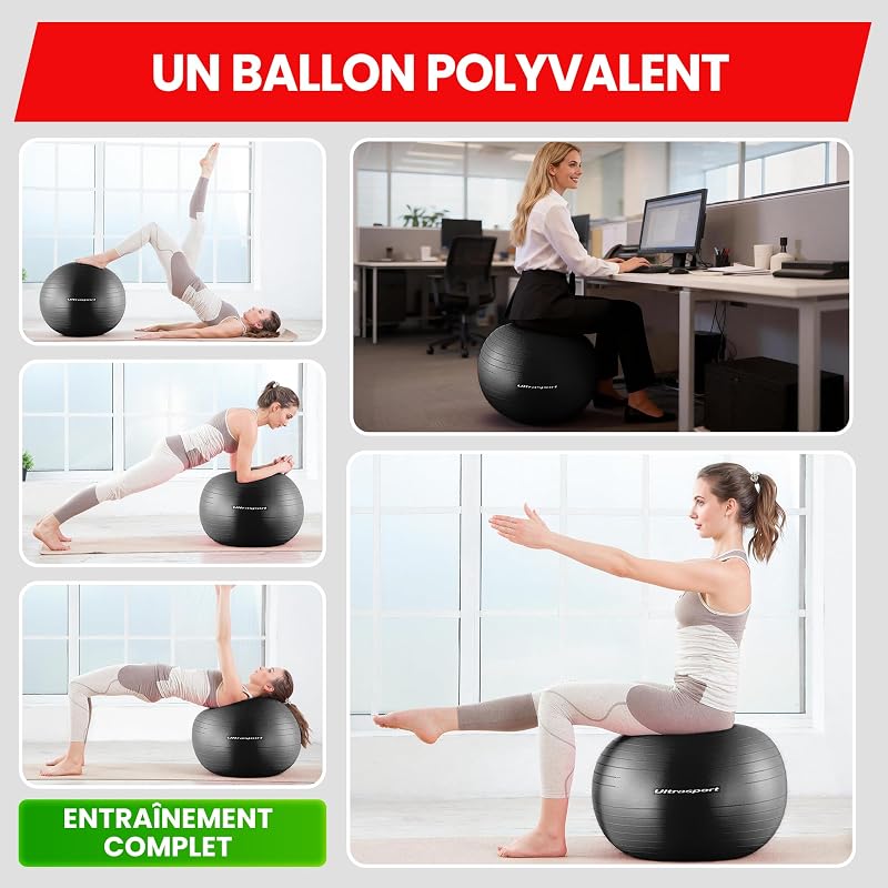 Ballon de Grossesse, Gym, Yoga, Pilates 55 cm I Jusqu’à 300 kg, Antidérapant, Technologie Anti-Burst I Swiss Ball Assise Bureauavec avec Pompe, Beige