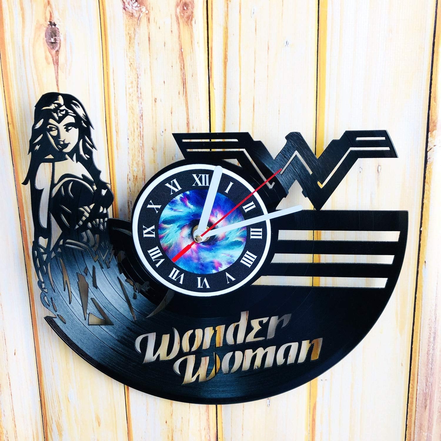 Amazoncom Wall Clock Compatible With Wonder Woman Wall Clock Made Of Vinyl Record Gifts Idea For Birthday
