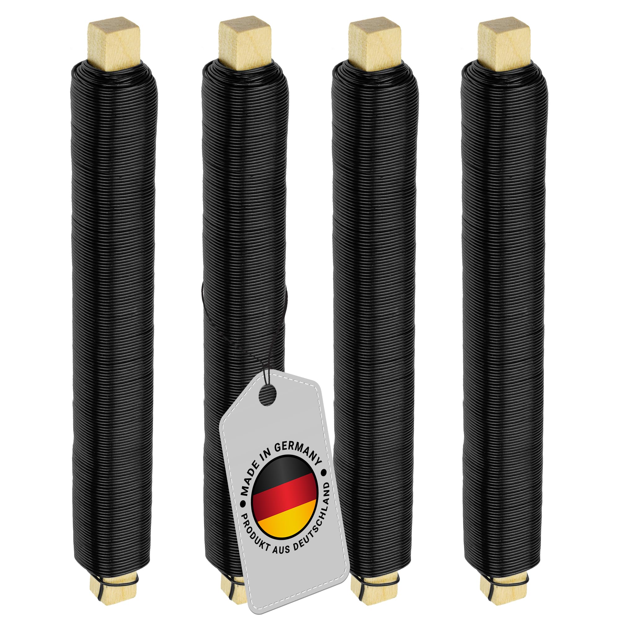 ECENCE Florist Wire for wreath making galvanised 4x 38,28 Yards 22 Gauge Floristry Wires Flexible Craft Paddle Wire for Wreath Making Colour Black