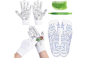 Yempum Reflexology Socks with Tools and Gloves Set, Acupuncture Socks Hand Spa Kit for Foot Massage, Pressure Point Sock Foot