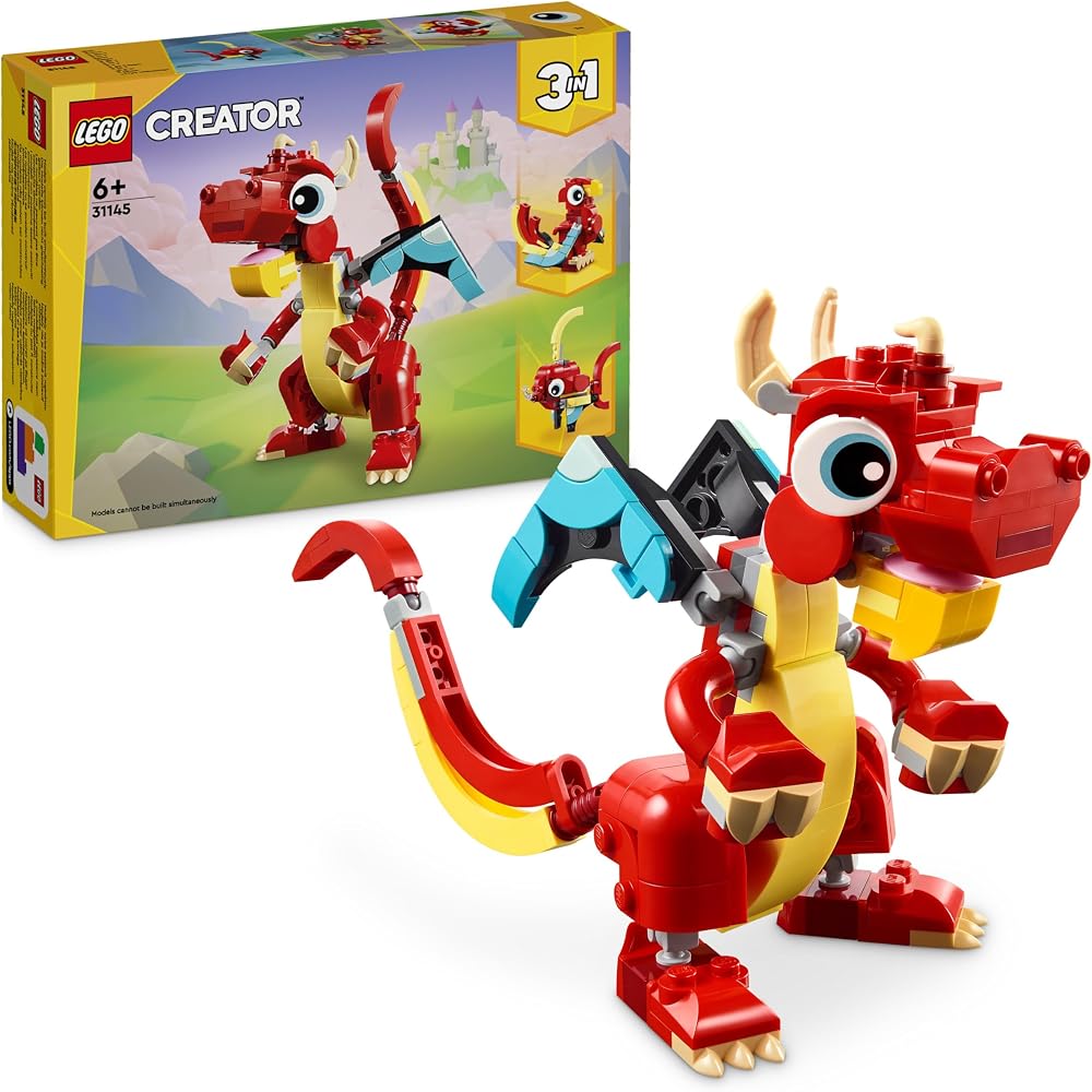 LEGO Creator 3in1 Red Dragon Toy Fish Phoenix Bird 31145 6+ Kids