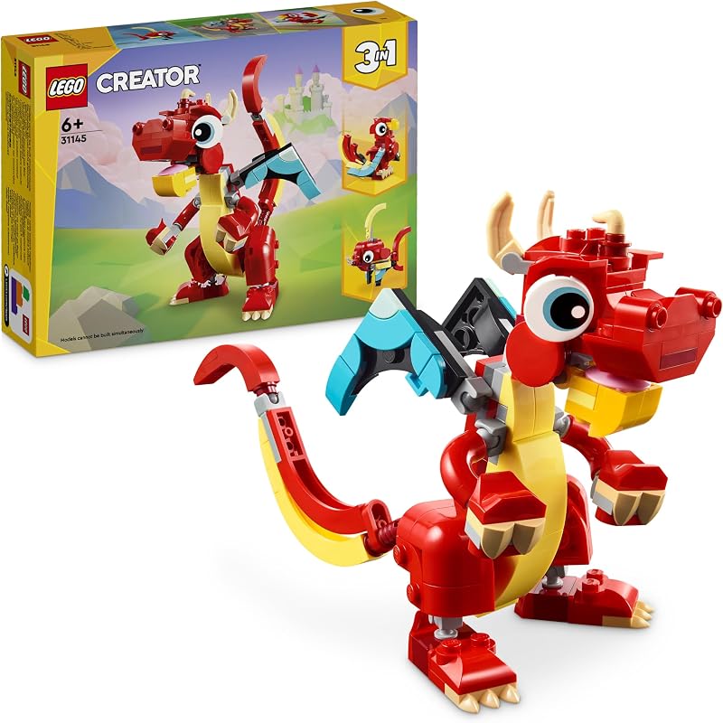 LEGO Creator 3in1 Red Dragon Toy Fish Phoenix Bird 31145 6+ Kids