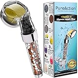 PureAction Vitamin C Filter Shower Head with Hose & Replacement Filters - Filtered Shower Head - Hard Water Softener - Chlori