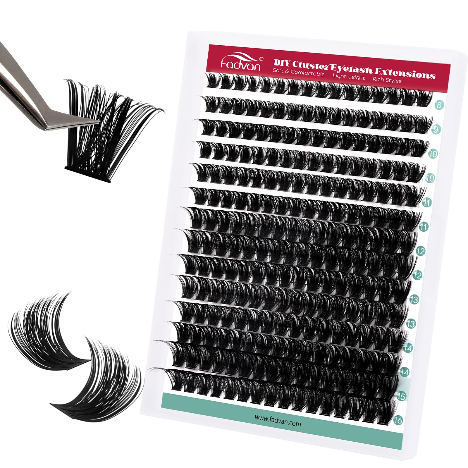 Photo 1 of FADVAN Cluster Lashes 224pcs Volume Lash Clusters 100D DIY Cluster Eyelash Extensions 8-16mm D-Curl Individual Lashes Clusters for DIY, Beginner Friendly