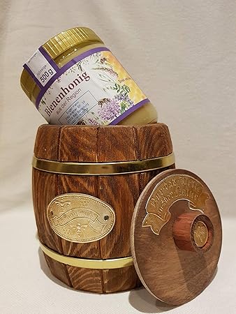 Honigfass mit Honig ist eine Innovative Geschenkidee, in Präsentkorb integrierbar, als Souvenir, Honigtopf oder Honigspender