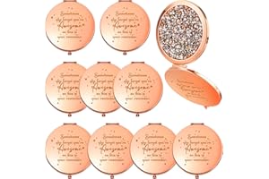 Roowest 10 Pcs Inspirational Compact Mirror You're Awesome Reminder Appreciation Gifts for Women Employee Coworker Friends Sisterhood Bulk Valentines Party Favors Magnifying Pocket Mirror (Rose Gold)