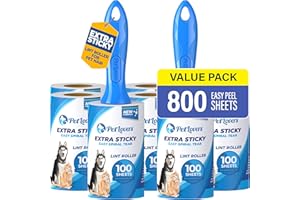 PetLovers Extra Sticky Lint Roller Ultimate Value Set 800 Sheets for Pet Hair Removal, Dog and Cat Lint Remover 8 Pack