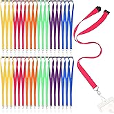 Patelai 60 Pcs Breakaway Lanyards with J Hook Bulk Flat for ID Badges Neck Badge Lanyards Card Nametag Holder Neck Straps (Multi Colors)
