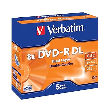Verbatim 43596 Dual Layer DVD-R Rohlinge (8x Speed, 5-er Stück)