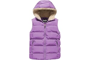 Pursky Girl's and Boy's Hooded Warm Puffer Vest Outerwear Soft Flannel Lined Insulation Waistcoat