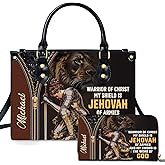Personalized Christian Leather Handbag, Jesus Christian Tote Bag, Bible Purse, Religious Bags Gift for Mom, Women