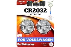 KEY BATTERY OUTLET Key Fob Battery CR2032 (2 Pack) for Volkswagen – Fits Atlas, Jetta, Tiguan, Passat, Arteon, Golf & More | Packaging may vary Remote Key Battery Replacement for VW with Install Tool & Fitment Guide
